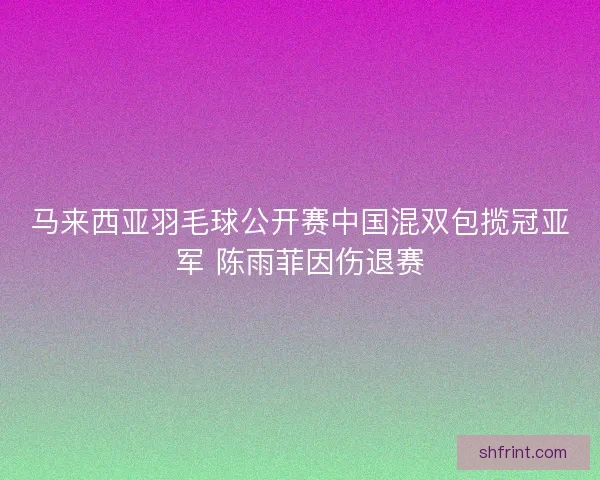 马来西亚羽毛球公开赛中国混双包揽冠亚军 陈雨菲因伤退赛