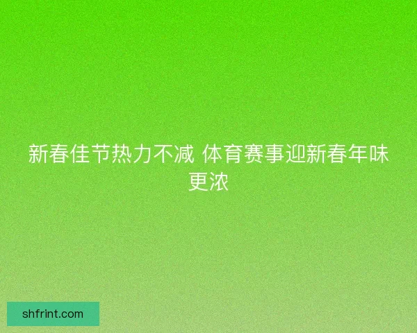 新春佳节热力不减 体育赛事迎新春年味更浓 新春佳节热力不减 体育赛事迎新春年味更浓